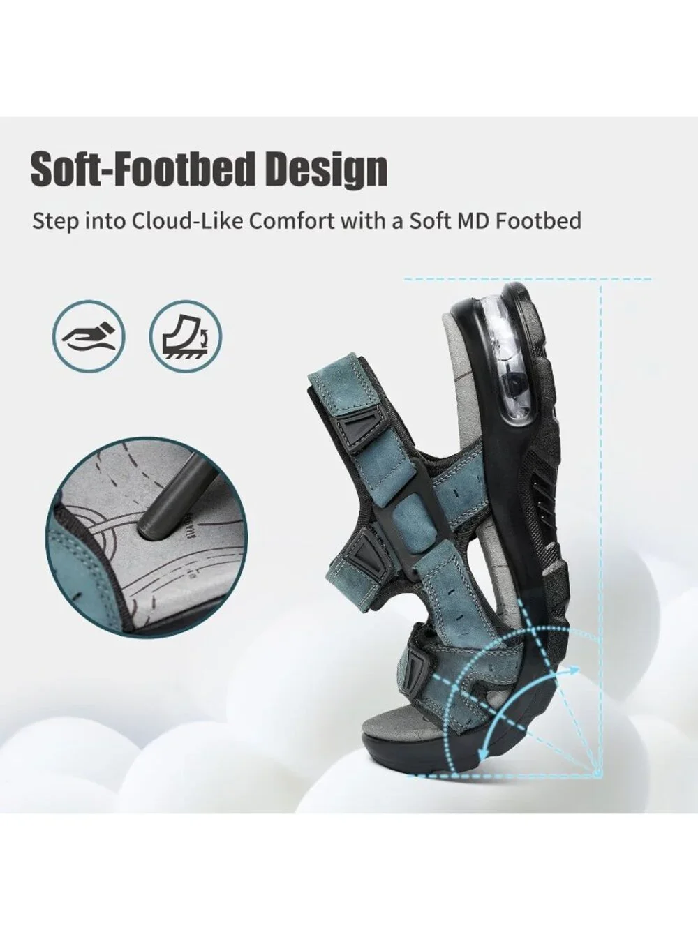 Men's Grey Athletic Sandal Adjustable Strap Non Slip Casual Walking Shoes
